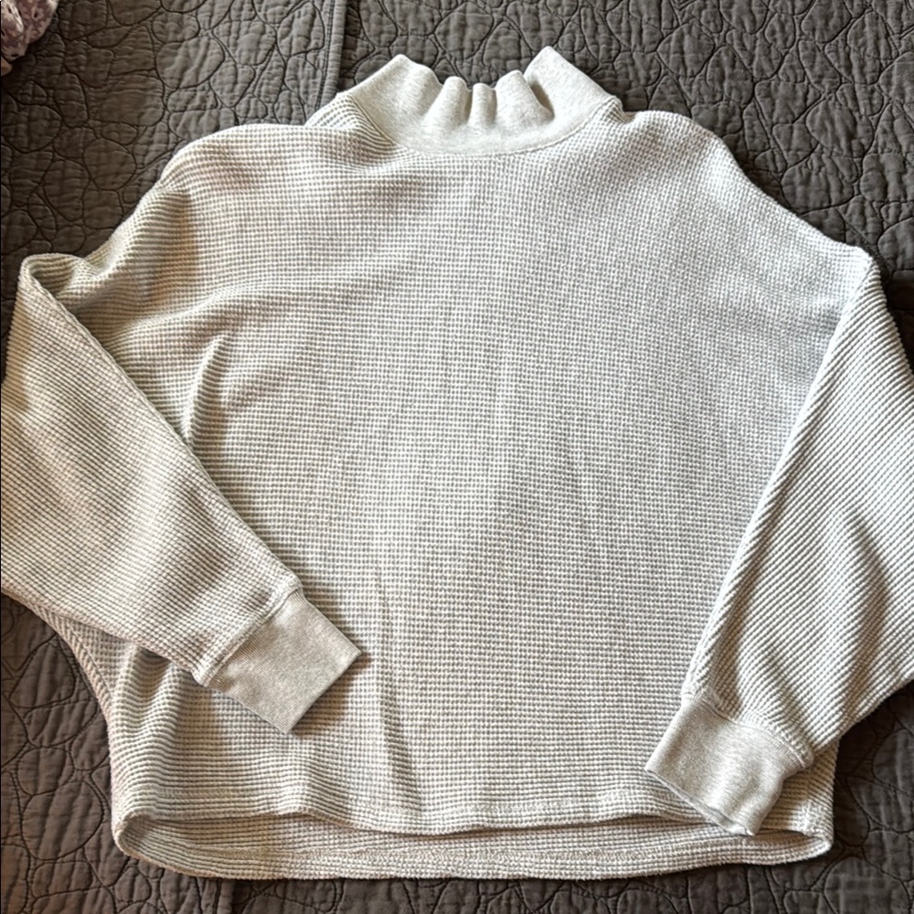 Abercrombie & Fitch Grey Waffle-Knit Turtleneck Sweater